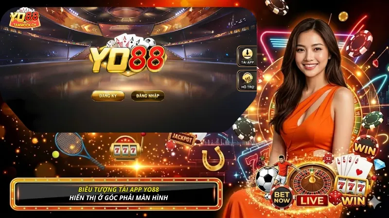 Biểu tượng tải app YO88 nằm ở bên phải màn hình