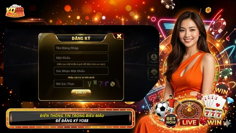 Điền thông tin trong biểu mẫu để đăng ký YO88