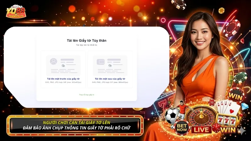 Người chơi tải ảnh 2 mặt của giấy tờ, đảm bảo ảnh chụp thông tin rõ ràng