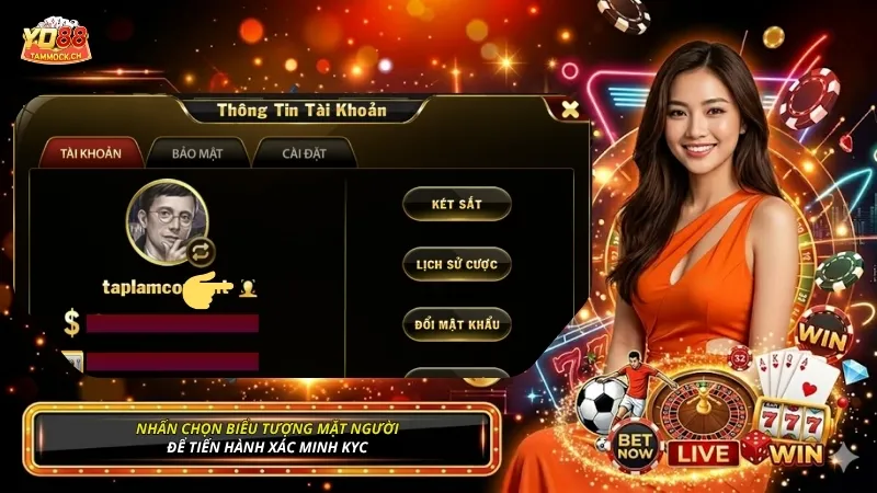 Nhấn chọn biểu tượng để xác minh KYC