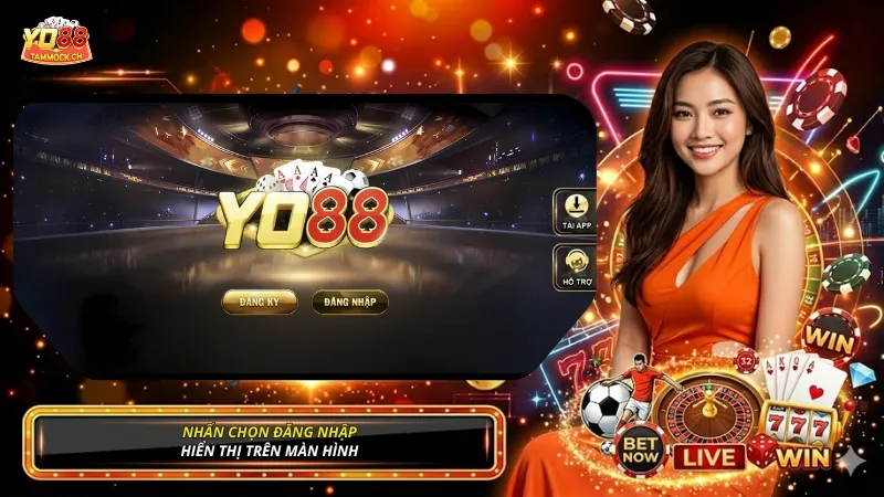 Nhấn chọn đăng nhập YO88 hiển thị trên màn hình