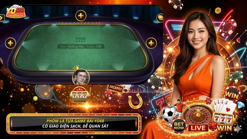 Phỏm là tựa game bài YO88 có giao diện sạch, dễ quan sát